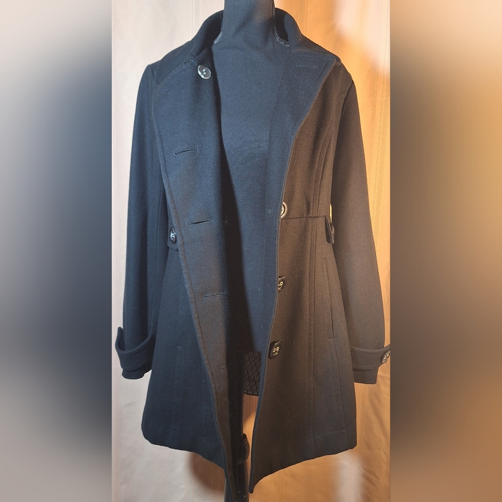 TULLE Black Double-Breasted Pea Coat - Picture 5 of 9